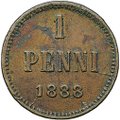 Монета 1 пенни 1888 Русская Финляндия
