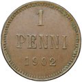 Монета 1 пенни 1902 Русская Финляндия