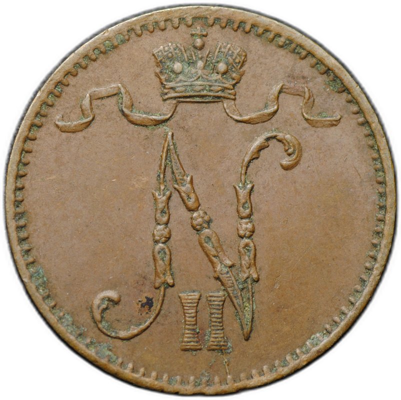 Монета 1 пенни 1902 Русская Финляндия