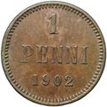 Монета 1 пенни 1902 Русская Финляндия