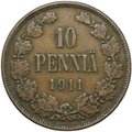 Монета 10 пенни 1911 Русская Финляндия