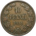 Монета 10 пенни 1911 Русская Финляндия