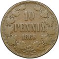 Монета 10 пенни 1865 Русская Финляндия
