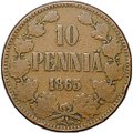 Монета 10 пенни 1865 Русская Финляндия