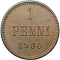 Монета 1 пенни 1900 Русская Финляндия