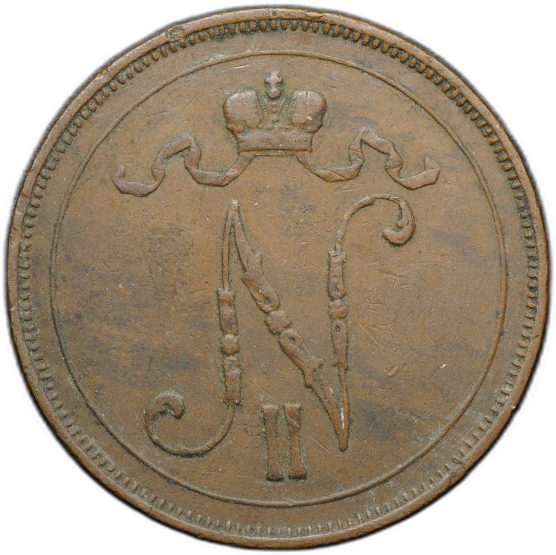 Монета 10 пенни 1907 Русская Финляндия