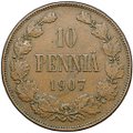 Монета 10 пенни 1907 Русская Финляндия