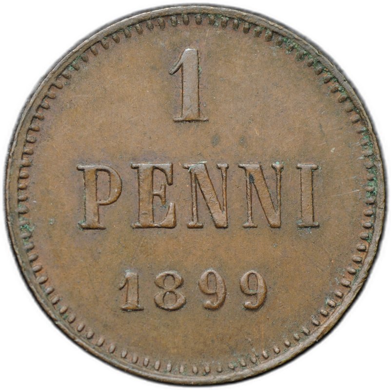 Монета 1 пенни 1899 Русская Финляндия