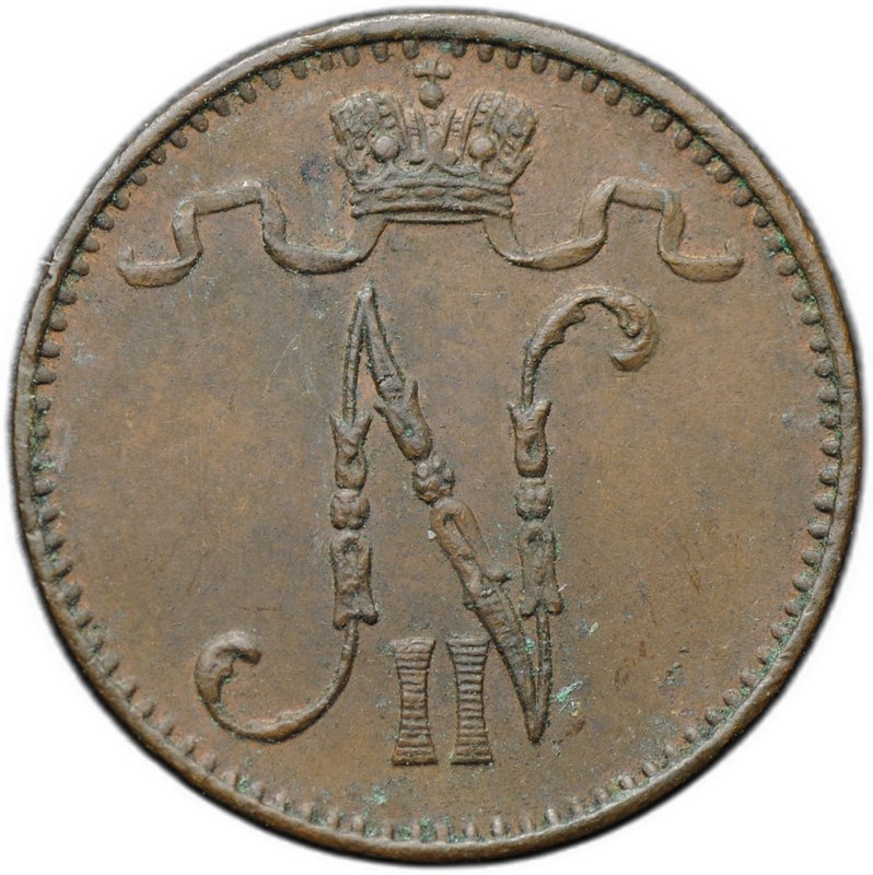 Монета 1 пенни 1899 Русская Финляндия
