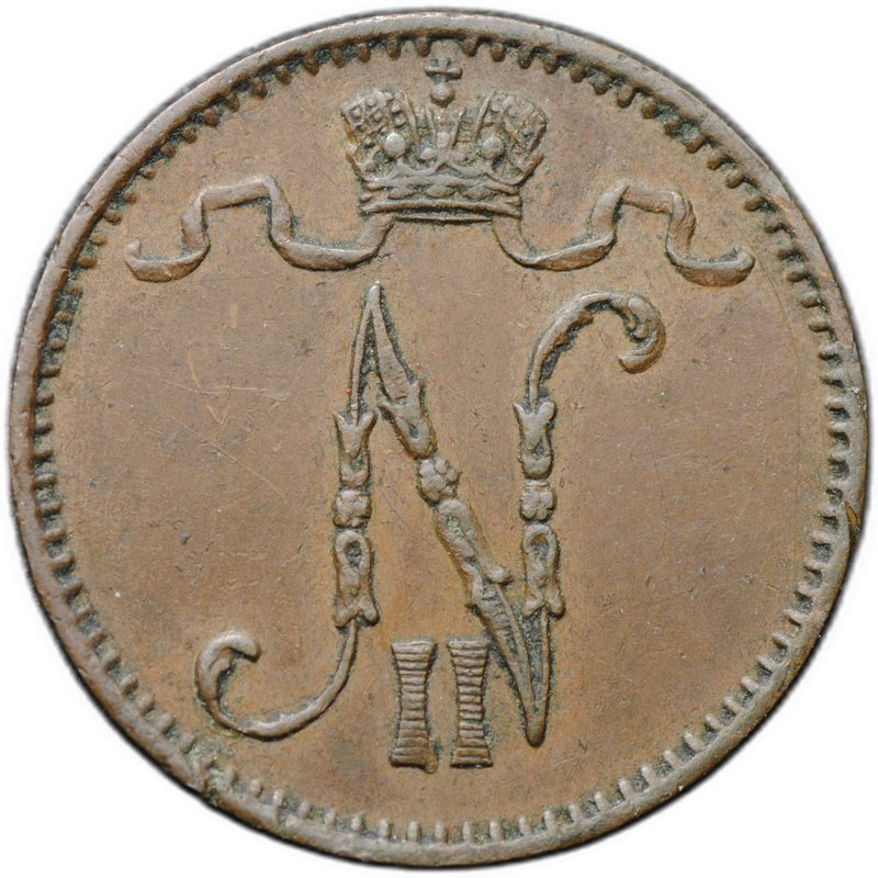 Монета 1 пенни 1899 Русская Финляндия