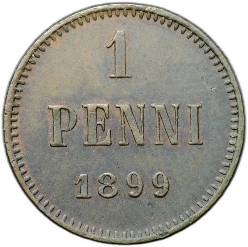 Монета 1 пенни 1899 Русская Финляндия