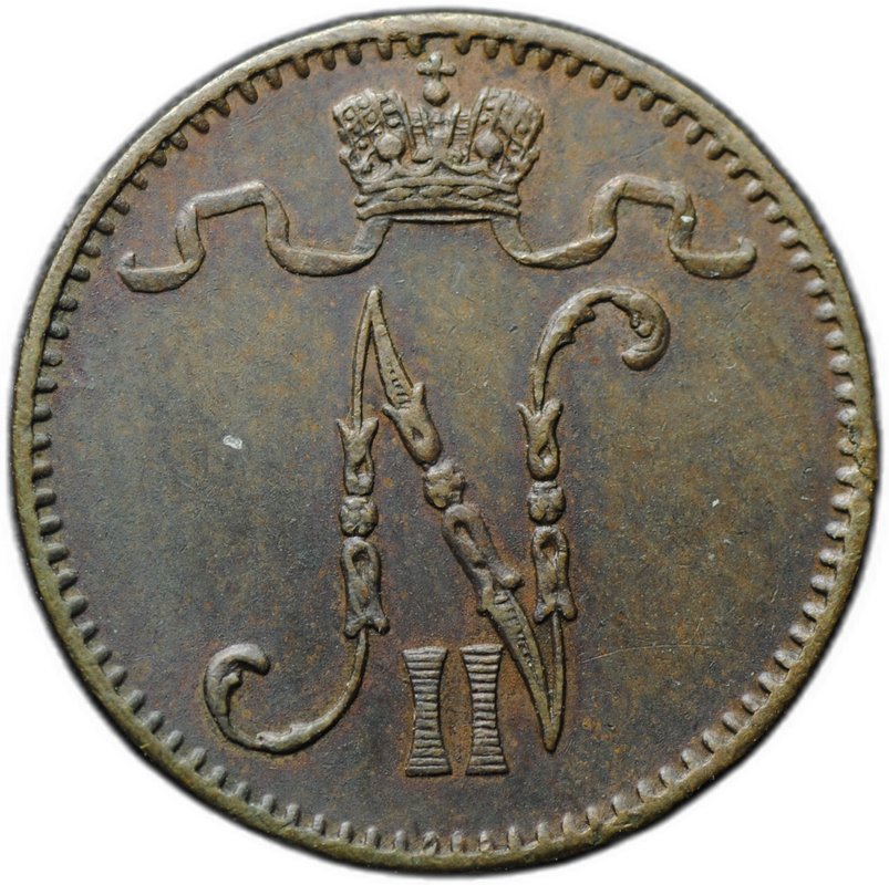 Монета 1 пенни 1899 Русская Финляндия