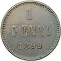 Монета 1 пенни 1899 Русская Финляндия