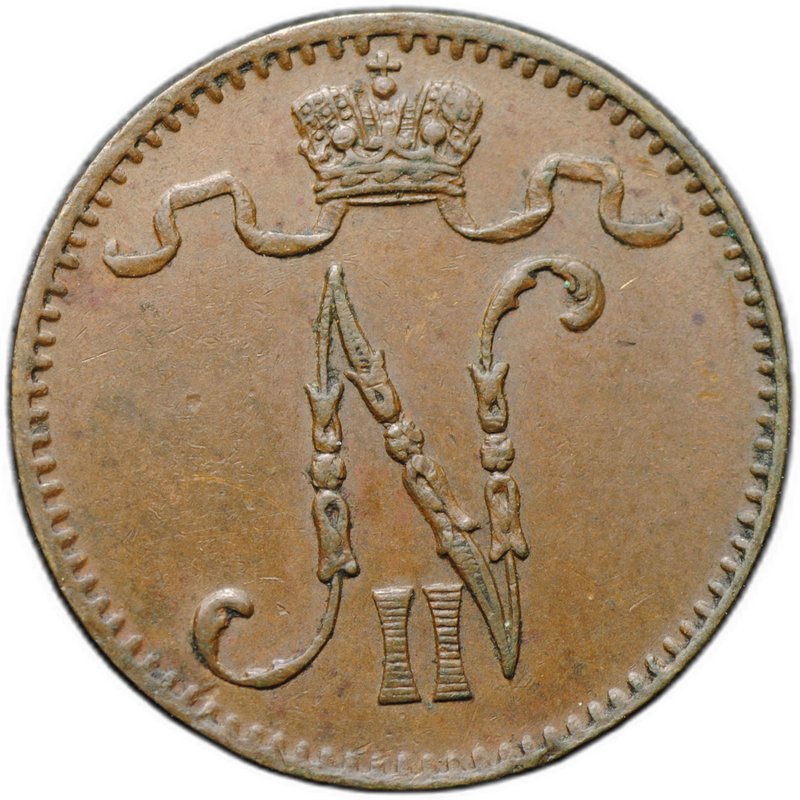 Монета 1 пенни 1899 Русская Финляндия