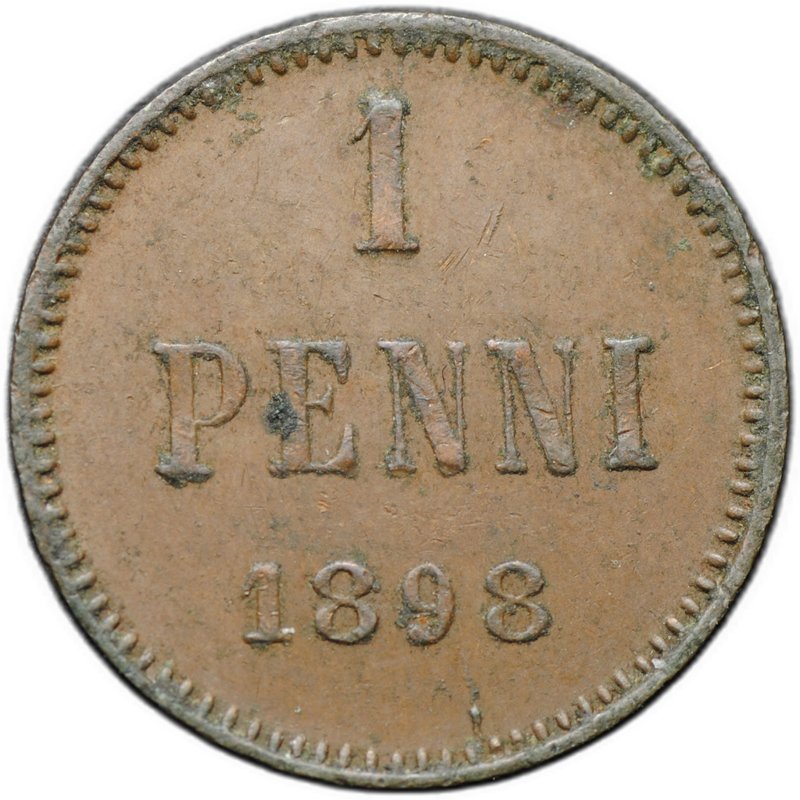 Монета 1 пенни 1898 Русская Финляндия