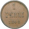 Монета 1 пенни 1898 Русская Финляндия