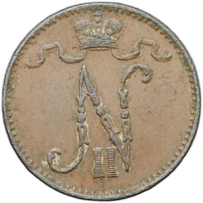 Монета 1 пенни 1898 Русская Финляндия