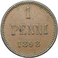 Монета 1 пенни 1898 Русская Финляндия