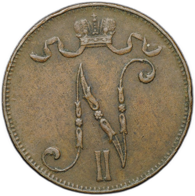 Монета 5 пенни 1905 Русская Финляндия