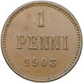 Монета 1 пенни 1903 Русская Финляндия