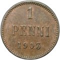 Монета 1 пенни 1903 Русская Финляндия