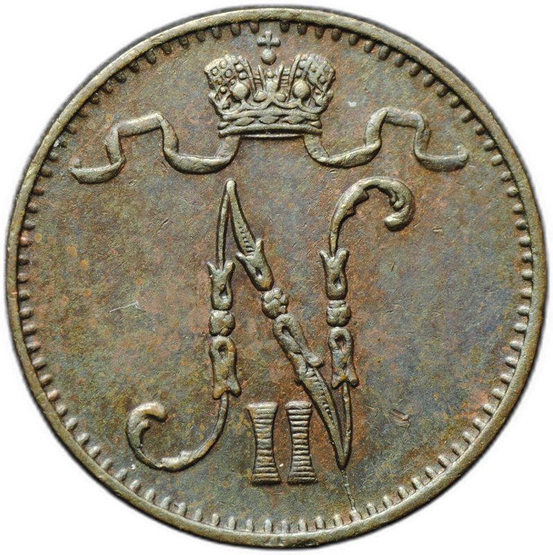 Монета 1 пенни 1903 Русская Финляндия