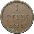 Монета 1 пенни 1898 Русская Финляндия