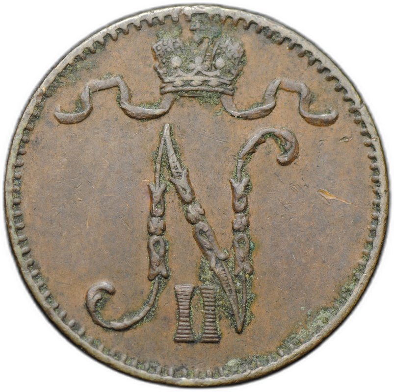 Монета 1 пенни 1898 Русская Финляндия