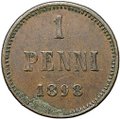 Монета 1 пенни 1898 Русская Финляндия