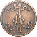 Монета 5 пенни 1866 Русская Финляндия