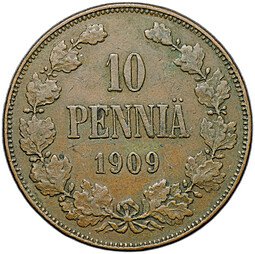 фото для Монета 10 пенни 1909 Русская Финляндия Аверс