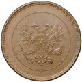 Монета 5 пенни 1917 Гербовой орел без корон Русская Финляндия