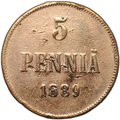 Монета 5 пенни 1889 Русская Финляндия