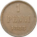 Монета 1 пенни 1888 Русская Финляндия