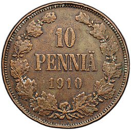 фото для Монета 10 пенни 1910 Русская Финляндия Аверс
