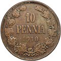 Монета 10 пенни 1910 Русская Финляндия