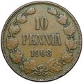 Монета 10 пенни 1908 Русская Финляндия