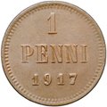 Монета 1 пенни 1917 Русская Финляндия