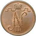 Монета 1 пенни 1907 Русская Финляндия
