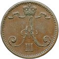 Монета 1 пенни 1891 Русская Финляндия