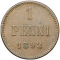 Монета 1 пенни 1892 Русская Финляндия