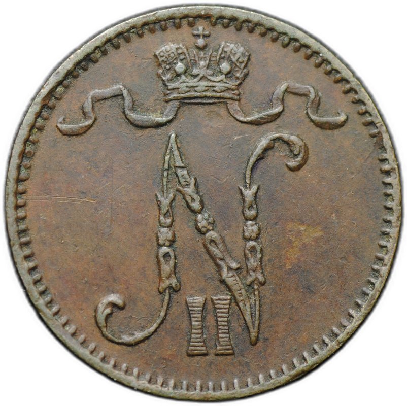 Монета 1 пенни 1898 Русская Финляндия