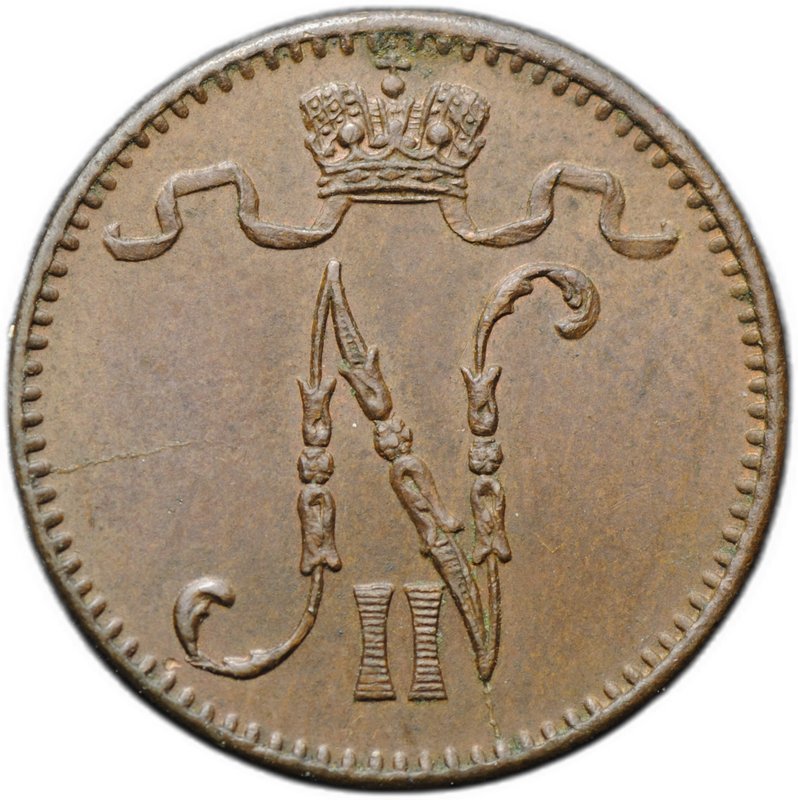 Монета 1 пенни 1899 Русская Финляндия
