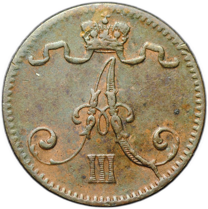Монета 1 пенни 1883 Русская Финляндия