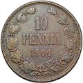 Монета 10 пенни 1900 Русская Финляндия