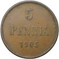 Монета 5 пенни 1905 Русская Финляндия