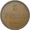 Монета 5 пенни 1905 Русская Финляндия