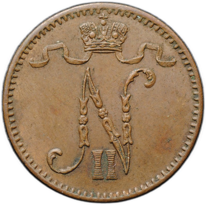 Монета 1 пенни 1905 Русская Финляндия
