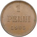 Монета 1 пенни 1905 Русская Финляндия