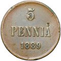 Монета 5 пенни 1889 Русская Финляндия